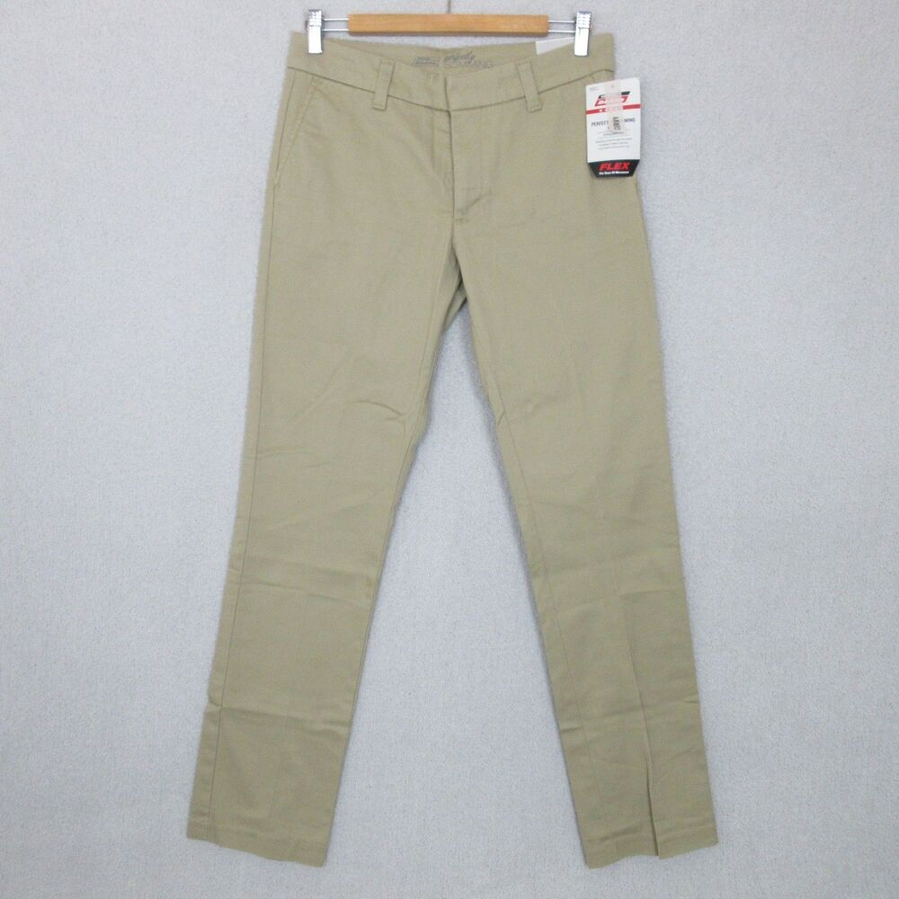 Dickies Pants Womens 6R Perfectly Slimming Straight Fit Curvy Khaki Flex Stretch